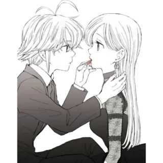 💕 c27602c1 アニメ, 恋愛, キス, 愛情, カップル, 愛, モノクロ telegram sticker