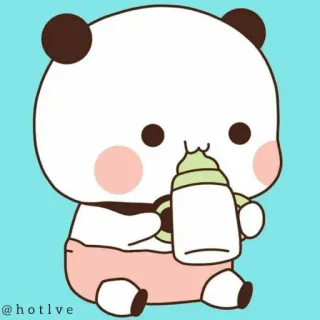 🍼 3c36b014 @hotlve Panda, Bébé, Mignon, Kawaii, Dessin animé, Animal telegram sticker