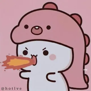 🤬 41fd5b60 @hotlve dinosaure, dessin animé, mignon, autocollant, rose, feu, dragon telegram sticker