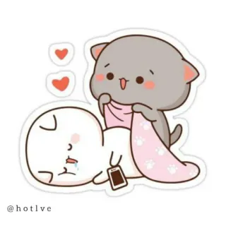 😍 76bb7bd7 @hotlve dessin animé, chat, mignon, amour, autocollant telegram sticker