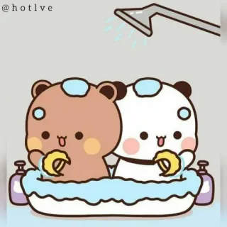 💦 7b5b28aa @hotlve ours, mignon, animaux, bain, dessin animé telegram sticker