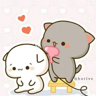 😊 bc21fa6e @hotlve mignon, animaux, amour, coeurs, adorable, dessin animé, animation telegram sticker