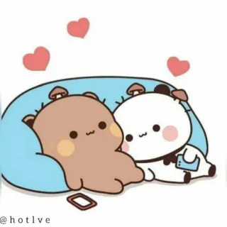 ❤ ee4b4ff3 @hotlve ours, mignon, amour, dessin animé, coeur, couple telegram sticker