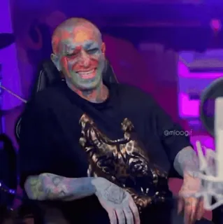 〰 b88714d4 @mioogif Tato, Potret, Pria, Orang, Tato wajah telegram sticker