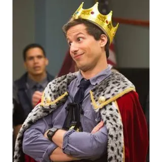 👑 f571be47 Jake Peralta Brooklyn Nine-Nine Jake Peralta, Brooklyn 9-9, korona, komedia, serial TV, król telegram sticker