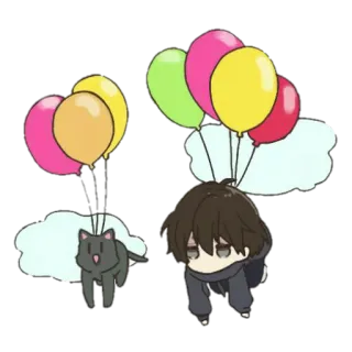 🎈 8c918693 шары, кот, аниме, милый, чиби telegram sticker