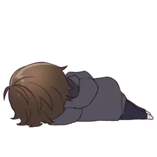 😴 8f5b50ba грустный, измученный, лежа, аниме, уставший telegram sticker