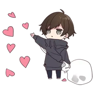 ♥️ d6191718 Аниме, Мультфильм, Сердечки, Милый, Чиби telegram sticker