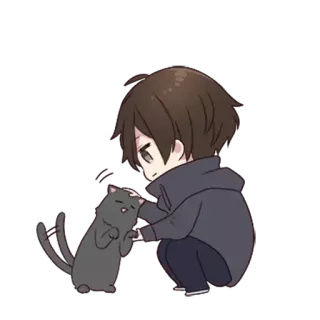 🥰 fcc0f0cd Аниме, Кот, Парень, Милый, Чиби, Питомец telegram sticker
