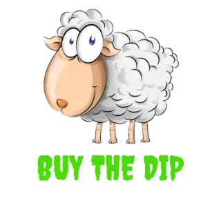 🤩 2ec987c4 BUY THE DIP pecora, comprare, calo, finanza, investimenti, cartone animato, animale telegram sticker