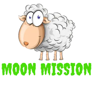 🚀 79db7357 MOON MISSION pecora, cartone animato, luna, missione telegram sticker