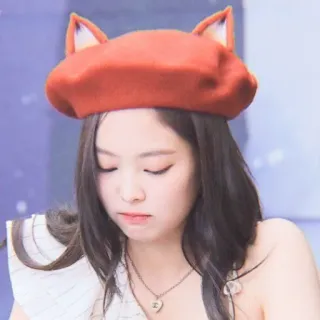 🌿 5048f108 mulher, menina, chapéu, boina, orelhas de gato, pessoa, feminino whatsapp sticker