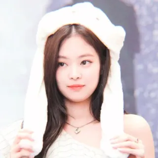 🌿 eb56156d mulher, retrato, chapéu de coelho, fofa, bonita, colar whatsapp sticker