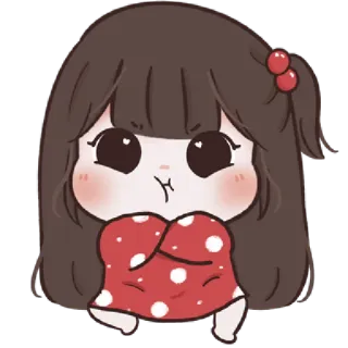 🍥 3f6dc6c3 cartoon, meisje, schattig, kawaii, sticker, geanimeerd, rood, jurk whatsapp sticker