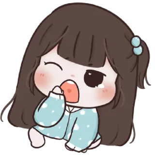🍥 53e84942 schattig, chibi, slaperig, cartoon, kawaii, lief whatsapp sticker