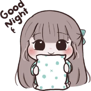 🍥 a02e2b13 Good night goedenacht, slaap, schattig, kawaii, kussen, anime whatsapp sticker