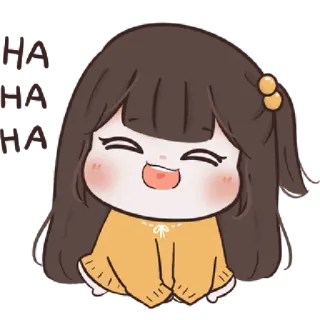 🍥 ac23a7f6 HAHA HA cartoon, meisje, lachen, vrolijk, glimlach, schattig whatsapp sticker
