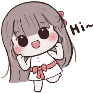 🍥 e5dea1b2 Hi~~ groet, meisje, cartoon, schattig, anime whatsapp sticker