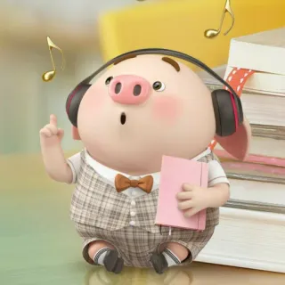 🐷 0cb16a4b pig, headphones, music, books, cute, cartoon whatsapp sticker