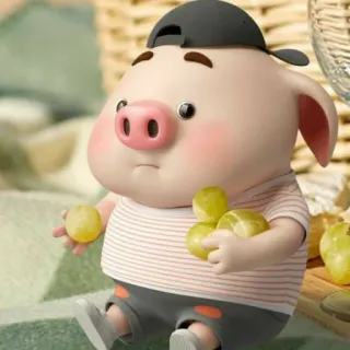 🐷 d9518466 pig, cartoon, animal, cute, grapes whatsapp sticker