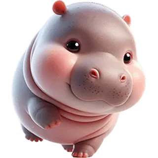 ☺️ 18d3c0fb Nilpferd, niedlich, Tier, Cartoon, Säugetier telegram sticker