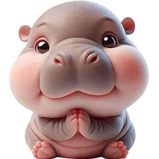 🙏 61ff5367 Nilpferd, süß, Tier, Cartoon, entzückend, Illustration, kawaii telegram sticker