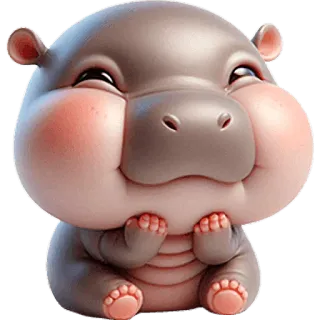 ☺️ 9a7c5578 Nilpferd, süß, Tier, Cartoon, pausbackig, fröhlich, Säugetier telegram sticker