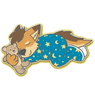 💤 42364de9 자는, 여우, 곰인형, 잠옷, 귀여운, 동물 telegram sticker