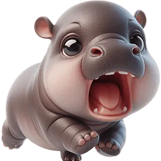 🏃‍♀ 16be17c2 nijlpaard, schattig, dier, cartoon, wilde dieren, zoogdier telegram sticker