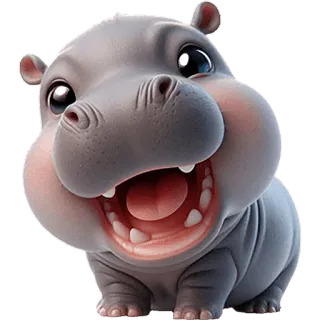 🥹 26e80b40 nijlpaard, cartoon, dier, schattig, blij telegram sticker