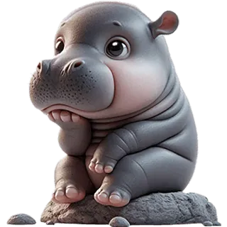 🤔 2725a699 nijlpaard, dier, schattig, cartoon, zoogdier telegram sticker