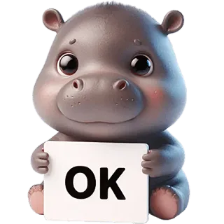 👌 5ce65a68 OK nijlpaard, schattig, ok, goedkeuring, akkoord telegram sticker