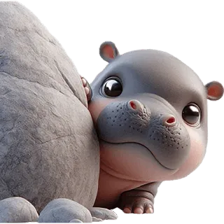 😶 613dde73 nijlpaard, dier, schattig, baby nijlpaard telegram sticker