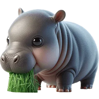 😋 b0f0dce8 nijlpaard, baby nijlpaard, schattig, dier, zoogdier, gras, wilde dieren telegram sticker