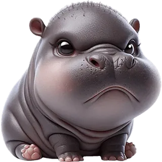 😤 bf94e7ce nijlpaard, schattig, dier, babynijlpaard, cartoon, zoogdier telegram sticker
