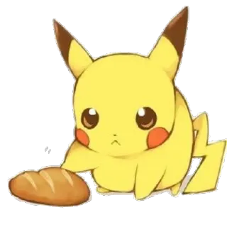 💛 395ccfb8 Pikachu пикачу, покемон, мультфильм, хлеб, животное, желтый, милый whatsapp sticker
