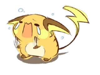 💛 3beaa1b3 Raichu Pokemon покемон, райчу, грустный, плачет, мультфильм, милый, фанарт whatsapp sticker