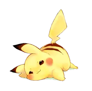 💛 40cb205a Pikachu Pokemon пикачу, покемон, аниме, мультфильм, милый, лежит whatsapp sticker