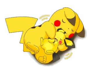 💛 96a6944b Pikachu Пикачу, Покемон, мультфильм, спящий, милый whatsapp sticker