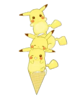 💛 d7125630 Pikachu Pokemon покемон, пикачу, милый, мороженое, мультфильм, желтый, стопка, рожок whatsapp sticker