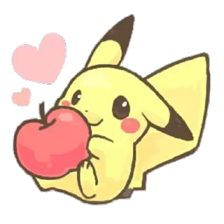 💛 eb3737c1 Pikachu Pokemon пикачу, покемон, милый, животное, анимированный, желтый, яблоко, сердце whatsapp sticker