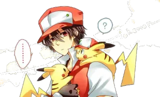 💛 fc5600ca Pokemon pokemon покемон, пикачу, аниме, мультфильм, красный, милый, фэнтези whatsapp sticker