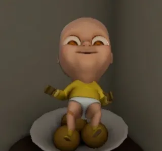 🍊 7ef25bf1 dziecko, straszny, lalka, żółty, kreskówka telegram sticker