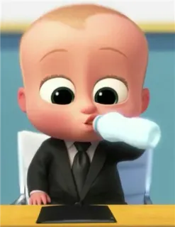 🍼 34cb0e4a Boss Baby The Boss Baby малыш, костюм, мультфильм, бутылка, босс-молокосос telegram sticker