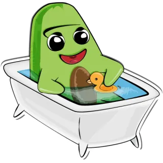 🛀 36d632ae Avocado, Badewanne, Quietscheente, Cartoon, Entspannend, Niedlich, Kawaii telegram sticker