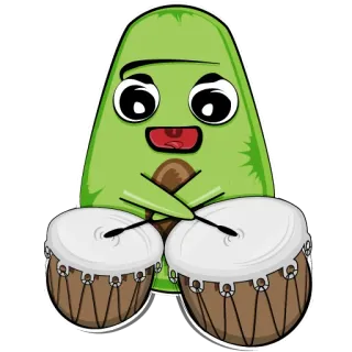 🥁 4b38219c Avocado, Schlagzeug, Cartoon, Essen, Kawaii, Süß telegram sticker