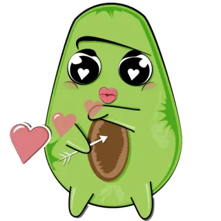 💋 71b1421a Avocado, Herz, süß, Liebe, Emoji, Cartoon, Kawaii telegram sticker