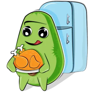 🍗 c07d3399 Avocado, Cartoon, Essen, Kühlschrank, Küche, süß telegram sticker