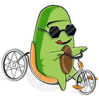 🚴‍♂️ d03acd07 Avocado, Fahrrad, Cartoon, Aufkleber, Sonnenbrille, Essen, Obst telegram sticker