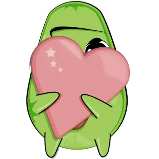 ❤️ e486864f Avocado, Herz, süß, Essen, Aufkleber, Cartoon telegram sticker